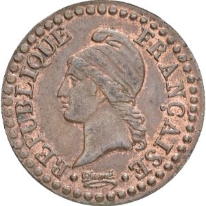 France, 1 Centime L'an 6 (1797-1798), KM 646, EF