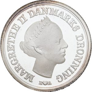 Margrethe II, 10 kroner 1986, Ag, Sieg 17.1, Proof