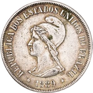 Brazil, 500 Reis 1889, KM 494, VF