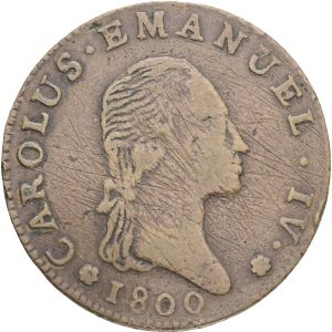 Italy, Sardinia, Carolus Emanuel, 7.6 Soldi 1800, KM 103, F, scratches.