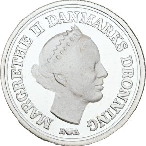 Margrethe II, 10 kroner 1986, Ag, Sieg 17.1, Proof