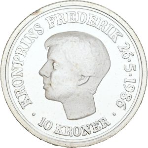 Margrethe II, 10 kroner 1986, Ag, Sieg 17.1, Proof