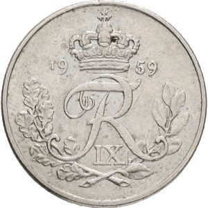 Frederik IX, 10 øre 1959, H 10B, Sieg 13.2