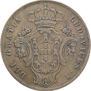 Portugal, Luis I, 10 Reis 1865, KM 14, VF
