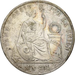 Peru, Un Sol 1875, KM 193.3, VF