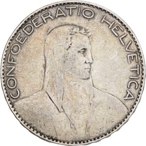 Switzerland, 5 Franken 1922, KM 37, HMZ 2-1199a, F