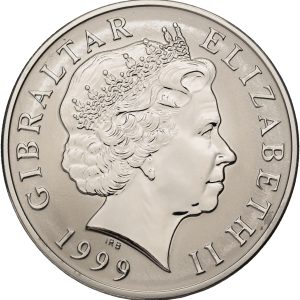 Gibraltar, Elizabeth II, 5 Pounds 1999, Titanium, KM 797a, Proof
