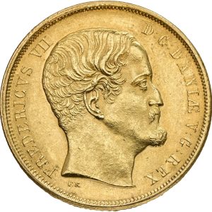 Frederik VII (1848-1863), 2 Frederik d'or 1854, Sieg 16.2, H 1B, kv. 01 - smukt eksemplar af uhyre sjældent årstal