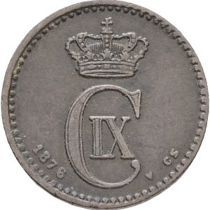 Christian IX, 1 øre 1876, Sieg 11, H 19A, kv. 1+