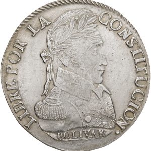 Bolivia, 8 Soles 1838 PTS LM, KM 97, AU, light corr.