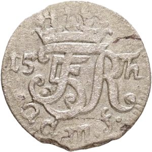 Frederik V, Oldenburg, 4 pfenninge 1763, Sieg 15, H 45, kv. 1+, blanketfejl, ks.