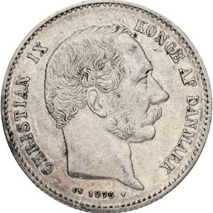 Christian IX, 1 krone 1875, Sieg 1.1, H 14A, kv. 1+