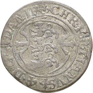Christian IV, skilling 1595, Sieg 19, H 68, k. 1+-1, blanketfejl.