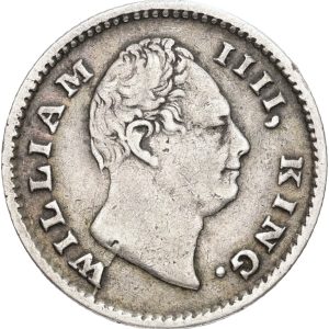 British India, William IV, 1/4 Rupee 1835, KM 448.6, VF