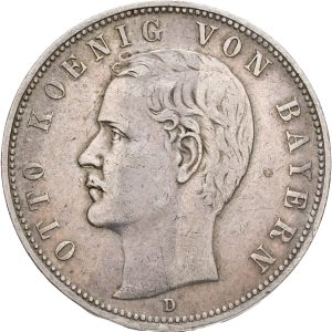 Germany, Bayern, Otto, 5 Mark 1904 D, KM 915, VF