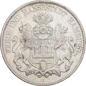 Germany, Hamburg,  5 Mark 1900 J, KM 610, VF