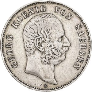 Germany, Sachsen, Georg I, 5 Mark 1903 E, KM 1258, VF-F