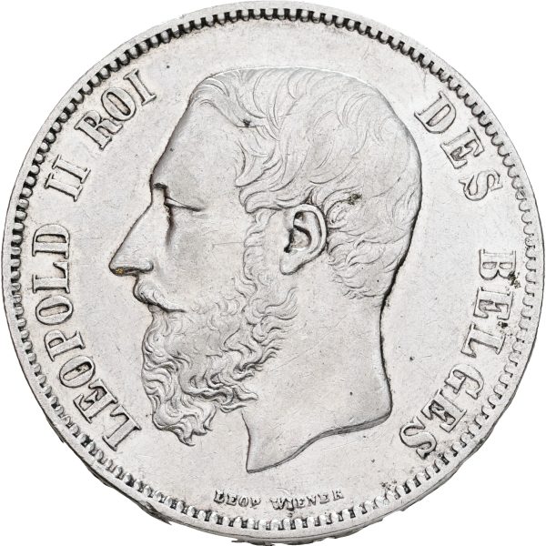 Belgium, Leopold II, 5 Francs 1868, KM 24, EF-VF
