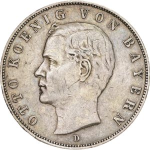 Germany, Bayern, Otto, 3 Mark 1911 D, KM 996, EF-VF