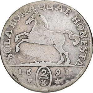 Germany, Brausweig-Lüneburg-Calenberg, Ernst Augustus, 2/3 Taler 1691, KM 347, VF-F