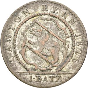 Switzerland, Bern, 1 Batzen (4 Kreuzer) 1826, 'BATZ', KM 194, VF