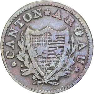 Switzerland, Aargau, 2 Rappen 1814, KM 11, VF