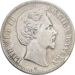 Germany, Bayern, Ludwig II, 2 Mark 1876 D, KM 903, VF-F