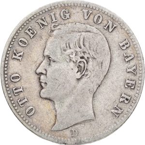 Germany, Bayern, Otto, 2 Mark 1896 D, KM 913, VF-F