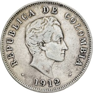 Colombia, 50 Centavos 1912, KM 193, VF