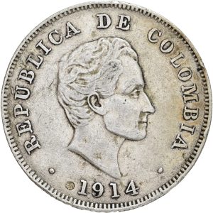 Colombia, 50 Centavos 1914, KM 193, VF