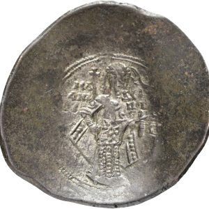 Byzantine Empire, Issak II (1185-1195), Aspron Trachy, Constantinopel, Officina A, 4, 15 g, Sear 2003, EF-VF, Ex. Høegh Poulsen.