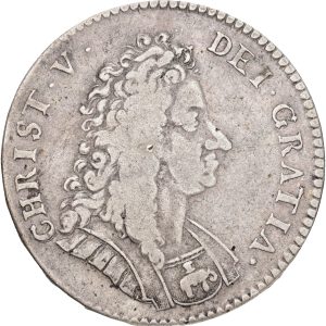Norge, Christian V, 4 mark / krone 1699, Kongsberg, NMD 194B, Sieg 43, H 78, kv. 1/1+-1