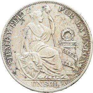 Peru, Un Sol 1894 TF, KM 196.22, EF-VF