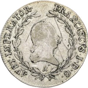 Austria, 20 Kreuzers 1823, KM 2143, VF-VF/F, graffiti/scratches.