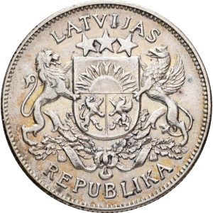Latvia, 2 Lati 1925, KM 8, EF-VF