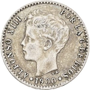 Spain, Alfonso XIII 50 Centimos 1900, KM 705, VF