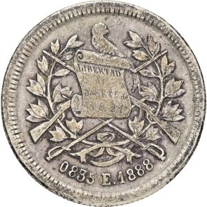 Guatemala, 25 Cents 1888, KM 205, VF-F