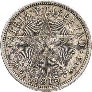 Cuba, 40 Centavos 1915, KM 14, VF