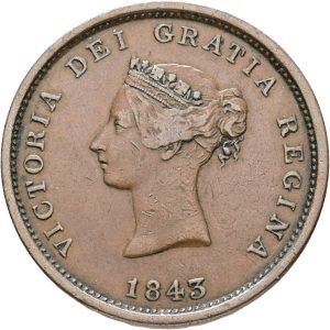 Canada, New Brunswick, Victoria, One Penny Token 1843, KM 2, VF, edge nick.