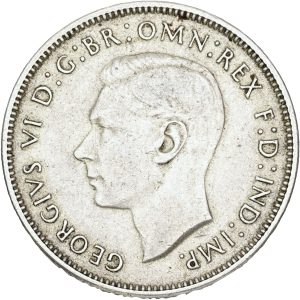 Australia, George VI, Florin 1945 S, KM 40, VF-F