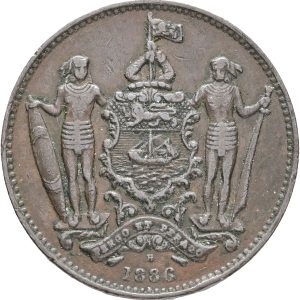 North Borneo (British Malaysia), One Cent 1886 H, KM 2, VF