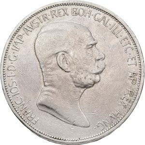 Austria, Franz Joseph, 5 Corona 1908, KM 2809, VF, cleaned.
