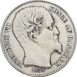 Dansk Vestindien, Frederik VII, 20 cents 1859, Sieg 19, H 19, KM 67, kv. 1+-1, børstet.