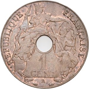 French Indochina, 1 Cent 1938, KM 12, AU