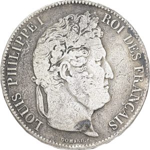 France, Louis Philippe, 5 Francs 1835 W, KM 749, F