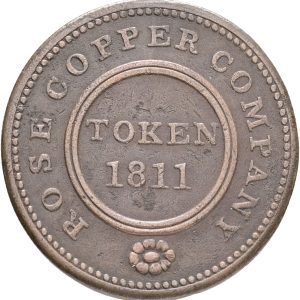 England, Birmingham, Rose Copper Company, Halfpenny token 1811, Davis 109, VF
