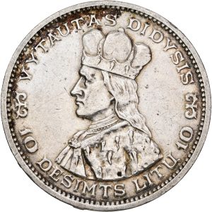 Lithuania, 10 Litu 1936, KM 83, EF-VF
