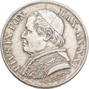 Papal States, 1 Lira 1866, KM 1378, VF