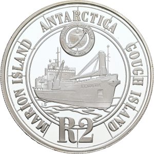 South Africa, 2 Rand 2008, KM 457, Proof, in "International Polar Year" square capsule.