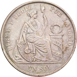 Peru, Un Sol 1864, KM 196, VF